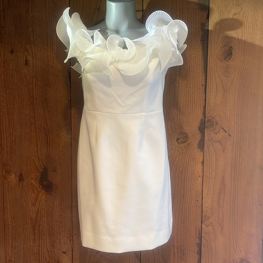 BRAND NEW MILLY Gizelle Ruffle Mini Dress in IVORY & Black sexy fitted sizes 4-8